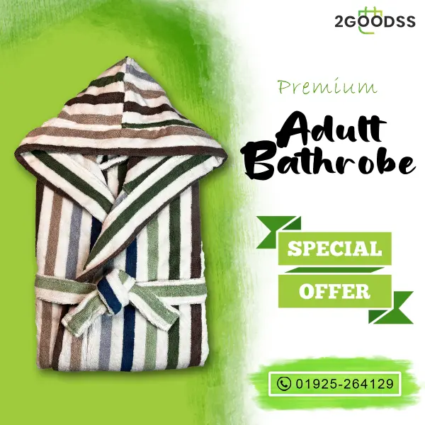 Export-Quality Shower Bathrobe Crafted from ultra-soft towel fabric for unmatched comfort — step out of the shower and into everyday luxury.